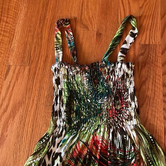 Animal Print Green Dress, Brand: Unknown, Size: Small/Medium (stretchy) - Picture 3 of 4